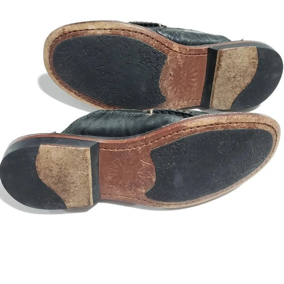 (3)Australian  Ugg Black Leather Mens sildes/Mules Size 8US - Picture 8 of 9